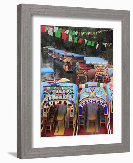 Brightly Painted Boats, Xochimilco, Trajinera, Floating Gardens, Canals, UNESCO World Heritage Site-Wendy Connett-Framed Photographic Print