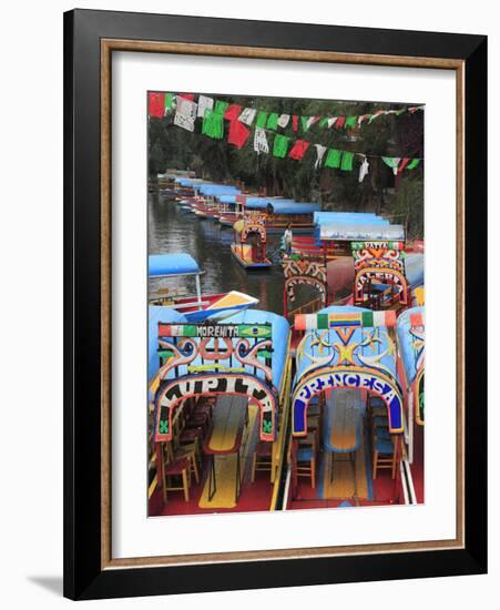 Brightly Painted Boats, Xochimilco, Trajinera, Floating Gardens, Canals, UNESCO World Heritage Site-Wendy Connett-Framed Photographic Print