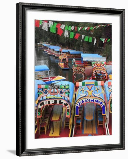 Brightly Painted Boats, Xochimilco, Trajinera, Floating Gardens, Canals, UNESCO World Heritage Site-Wendy Connett-Framed Photographic Print