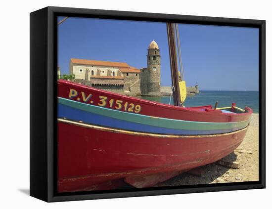 Brightly Painted Fishing Boat, Collioure, Cote Vermeille, Languedoc Roussillon, France, Europe-Michael Busselle-Framed Premier Image Canvas