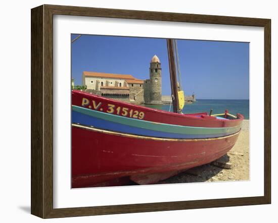 Brightly Painted Fishing Boat, Collioure, Cote Vermeille, Languedoc Roussillon, France, Europe-Michael Busselle-Framed Photographic Print