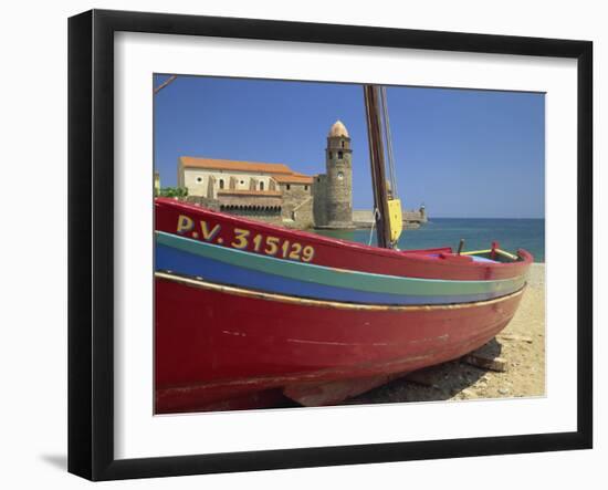 Brightly Painted Fishing Boat, Collioure, Cote Vermeille, Languedoc Roussillon, France, Europe-Michael Busselle-Framed Photographic Print