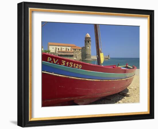 Brightly Painted Fishing Boat, Collioure, Cote Vermeille, Languedoc Roussillon, France, Europe-Michael Busselle-Framed Photographic Print