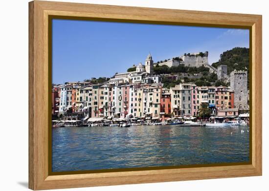 Brightly Painted Houses and Medieval Town Walls by the Marina at Porto Venere-Mark Sunderland-Framed Premier Image Canvas