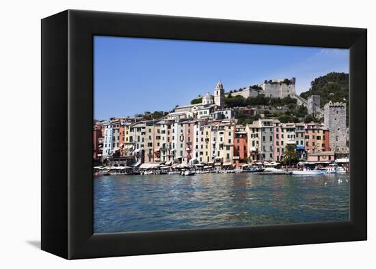 Brightly Painted Houses and Medieval Town Walls by the Marina at Porto Venere-Mark Sunderland-Framed Premier Image Canvas