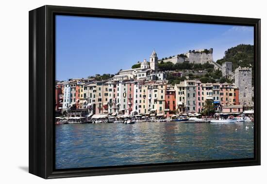 Brightly Painted Houses and Medieval Town Walls by the Marina at Porto Venere-Mark Sunderland-Framed Premier Image Canvas