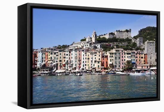 Brightly Painted Houses and Medieval Town Walls by the Marina at Porto Venere-Mark Sunderland-Framed Premier Image Canvas