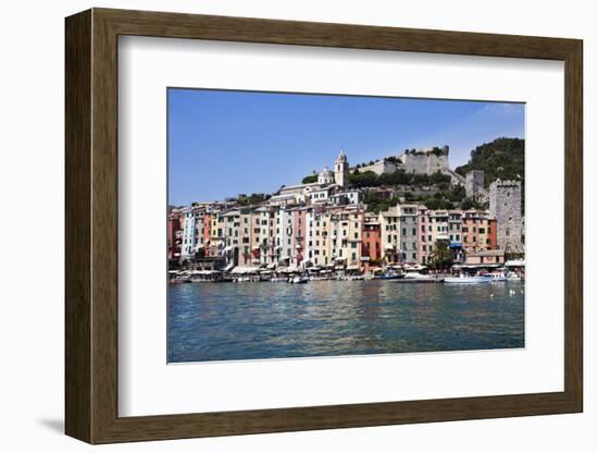 Brightly Painted Houses and Medieval Town Walls by the Marina at Porto Venere-Mark Sunderland-Framed Photographic Print