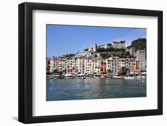 Brightly Painted Houses and Medieval Town Walls by the Marina at Porto Venere-Mark Sunderland-Framed Photographic Print