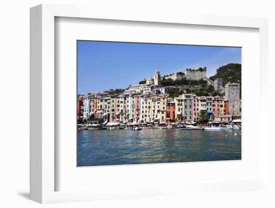 Brightly Painted Houses and Medieval Town Walls by the Marina at Porto Venere-Mark Sunderland-Framed Photographic Print