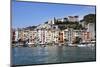 Brightly Painted Houses and Medieval Town Walls by the Marina at Porto Venere-Mark Sunderland-Mounted Photographic Print