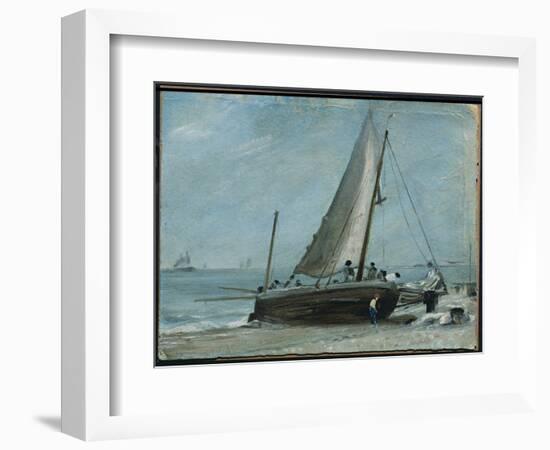 Brighton Beach with Fishing Boat and Crew, East Sussex-John Constable-Framed Giclee Print