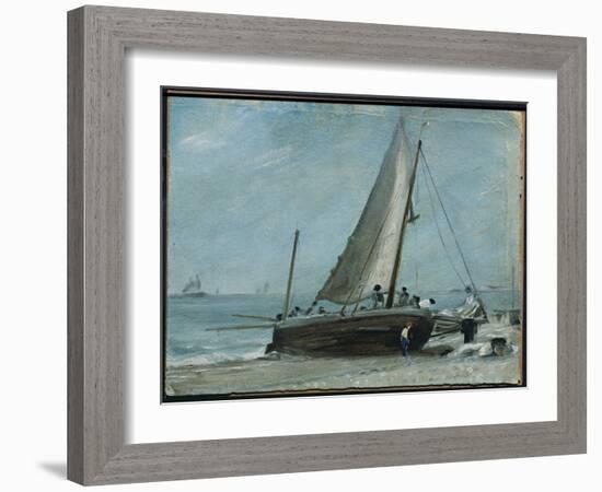 Brighton Beach with Fishing Boat and Crew, East Sussex-John Constable-Framed Giclee Print