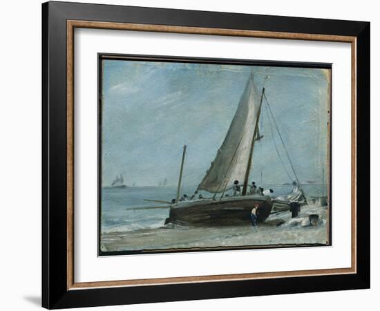 Brighton Beach with Fishing Boat and Crew, East Sussex-John Constable-Framed Giclee Print