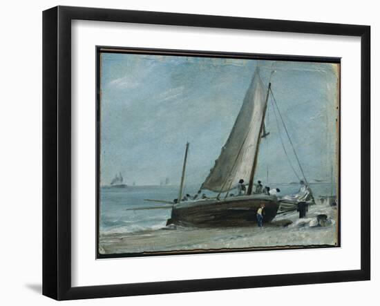 Brighton Beach with Fishing Boat and Crew, East Sussex-John Constable-Framed Giclee Print