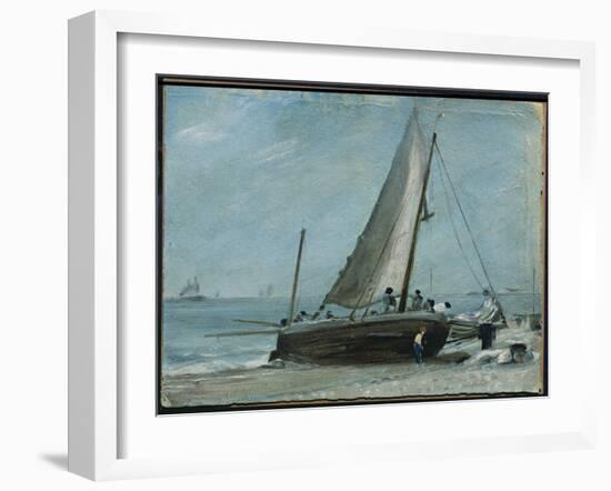 Brighton Beach with Fishing Boat and Crew, East Sussex-John Constable-Framed Giclee Print