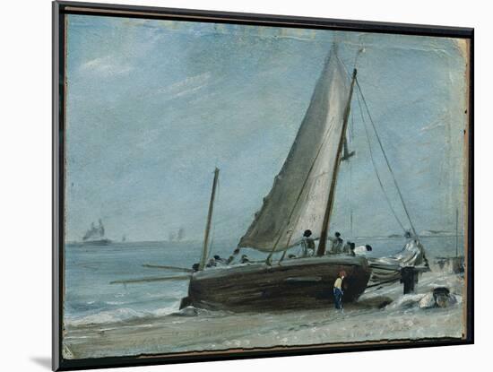 Brighton Beach with Fishing Boat and Crew, East Sussex-John Constable-Mounted Giclee Print