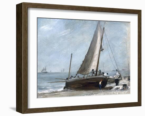 Brighton Beach with Fishing Boats and Crew-John Constable-Framed Giclee Print