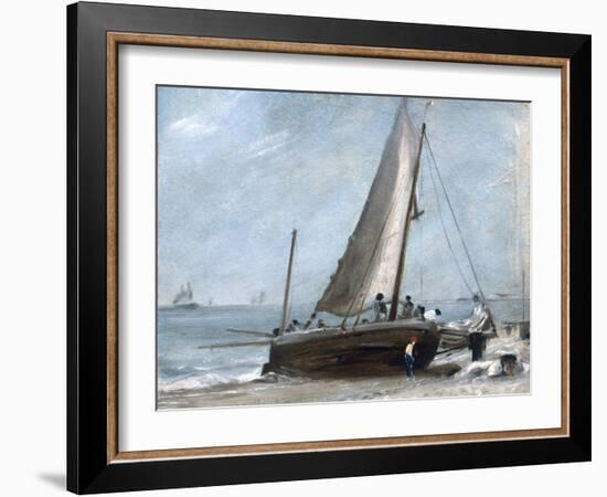 Brighton Beach with Fishing Boats and Crew-John Constable-Framed Giclee Print