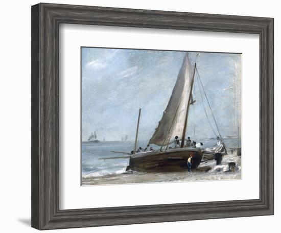 Brighton Beach with Fishing Boats and Crew-John Constable-Framed Giclee Print