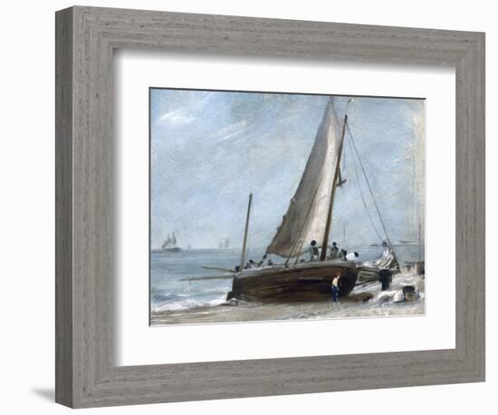 Brighton Beach with Fishing Boats and Crew-John Constable-Framed Giclee Print