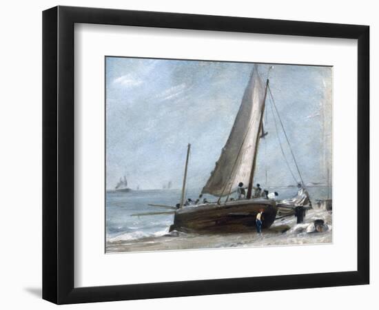 Brighton Beach with Fishing Boats and Crew-John Constable-Framed Giclee Print