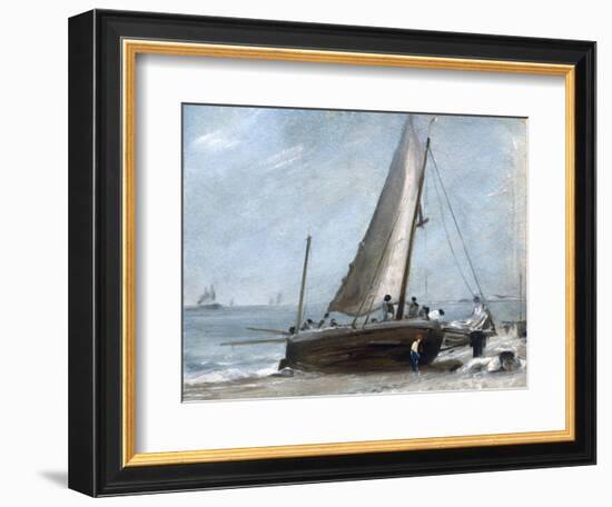 Brighton Beach with Fishing Boats and Crew-John Constable-Framed Giclee Print