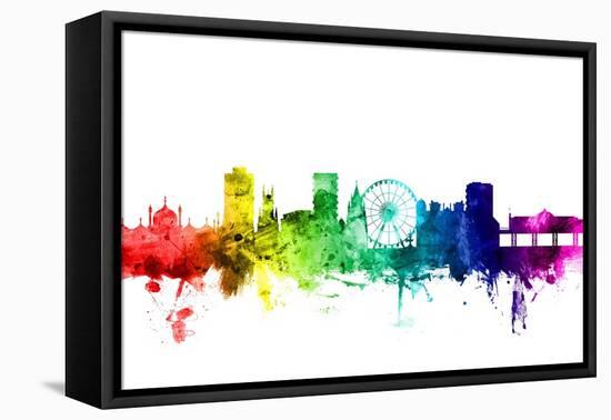 Brighton England Skyline-Michael Tompsett-Framed Stretched Canvas