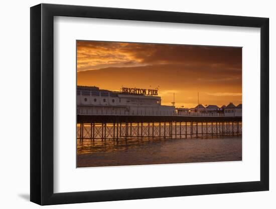 Brighton Pier at sunrise, Brighton, East Sussex, Sussex, England, United Kingdom, Europe-Andrew Sproule-Framed Photographic Print