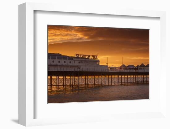 Brighton Pier at sunrise, Brighton, East Sussex, Sussex, England, United Kingdom, Europe-Andrew Sproule-Framed Photographic Print