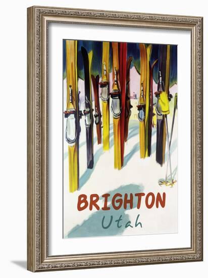 Brighton Resort, Utah - Colorful Skis-Lantern Press-Framed Art Print