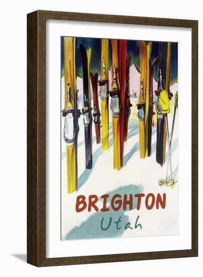 Brighton Resort, Utah - Colorful Skis-Lantern Press-Framed Art Print