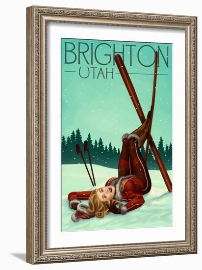 Brighton, Utah - Ski Pinup-Lantern Press-Framed Art Print