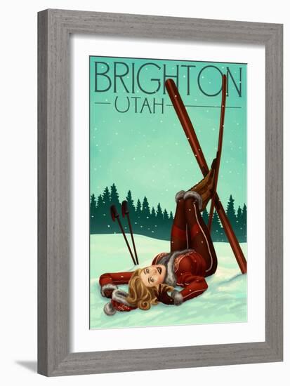 Brighton, Utah - Ski Pinup-Lantern Press-Framed Art Print