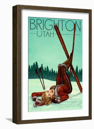 Brighton, Utah - Ski Pinup-Lantern Press-Framed Art Print