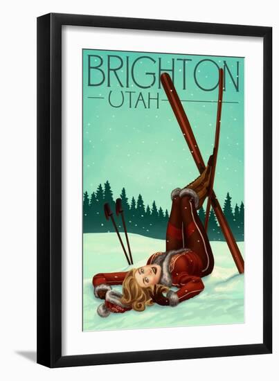 Brighton, Utah - Ski Pinup-Lantern Press-Framed Art Print