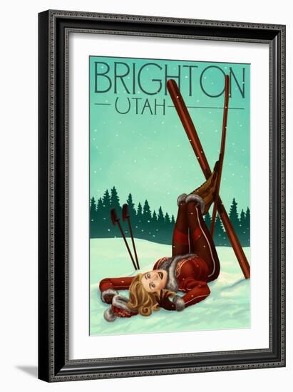 Brighton, Utah - Ski Pinup-Lantern Press-Framed Art Print