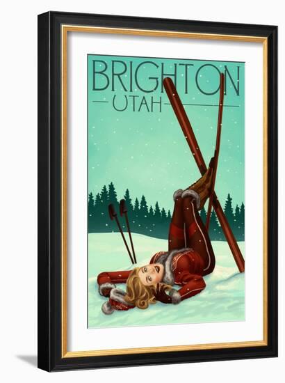 Brighton, Utah - Ski Pinup-Lantern Press-Framed Art Print