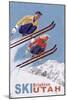 Brighton, Utah - Vintage Skiers-Lantern Press-Mounted Art Print