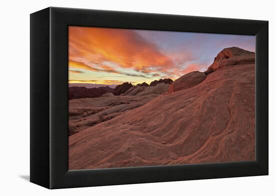 Brilliant Orange Clouds at Sunrise over Sandstone, Valley of Fire State Park, Nevada-James Hager-Framed Premier Image Canvas