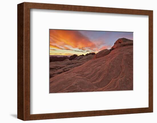 Brilliant Orange Clouds at Sunrise over Sandstone, Valley of Fire State Park, Nevada-James Hager-Framed Photographic Print