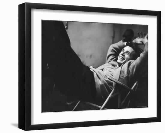 Brilliant Young Canadian Pianist Glenn Gould Laughing at a Columbia Recording Studio-Gordon Parks-Framed Premium Photographic Print