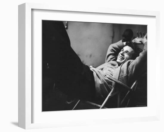 Brilliant Young Canadian Pianist Glenn Gould Laughing at a Columbia Recording Studio-Gordon Parks-Framed Premium Photographic Print