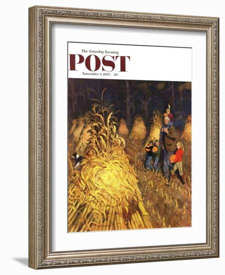 "Bring Home Pumpkins" Saturday Evening Post Cover, November 1, 1952-John Falter-Framed Giclee Print