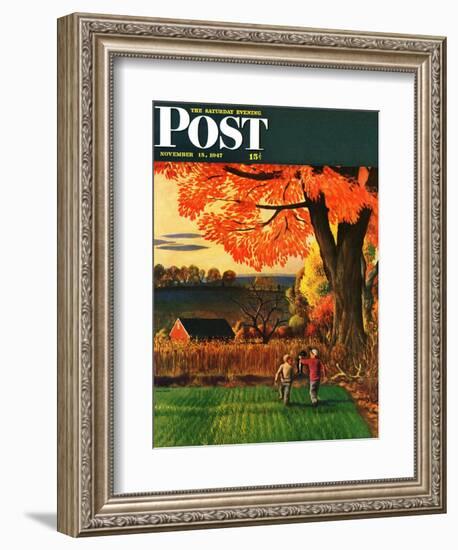 "Bringing Home the Skunk," Saturday Evening Post Cover, November 15, 1947-John Falter-Framed Giclee Print