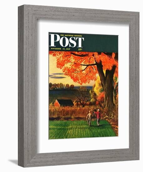 "Bringing Home the Skunk," Saturday Evening Post Cover, November 15, 1947-John Falter-Framed Giclee Print