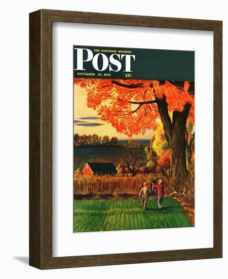 "Bringing Home the Skunk," Saturday Evening Post Cover, November 15, 1947-John Falter-Framed Giclee Print