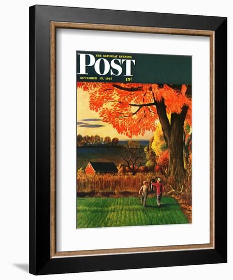 "Bringing Home the Skunk," Saturday Evening Post Cover, November 15, 1947-John Falter-Framed Giclee Print