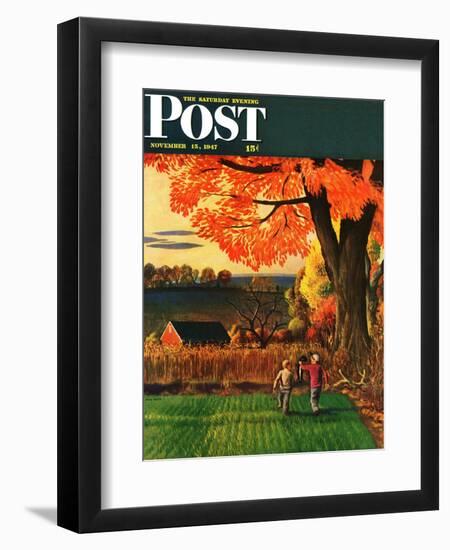 "Bringing Home the Skunk," Saturday Evening Post Cover, November 15, 1947-John Falter-Framed Giclee Print