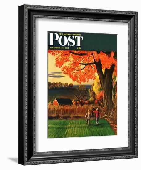 "Bringing Home the Skunk," Saturday Evening Post Cover, November 15, 1947-John Falter-Framed Giclee Print